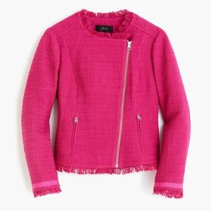 J Crew: Tweed Motorcycle Jacket With Fringe For Women Size 12
